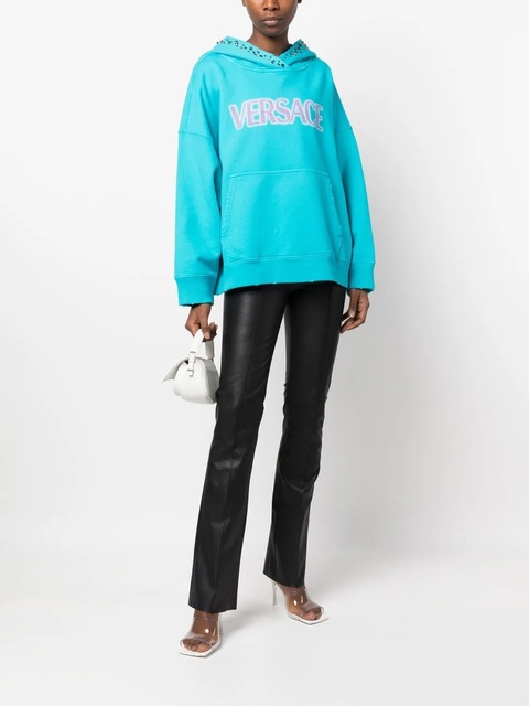 Versace logo-print studded hoodie - Blue - zdjęcie produktu nr 2