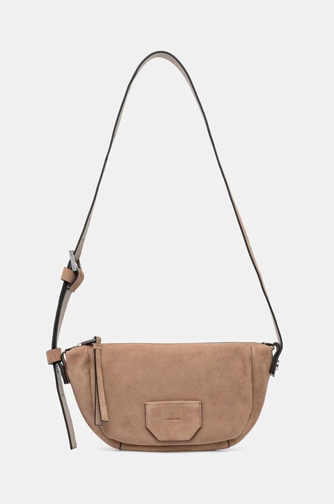 AllSaints torebka zamszowa MADEA SUEDE kolor beżowy W096XC - zdjęcie produktu nr 1