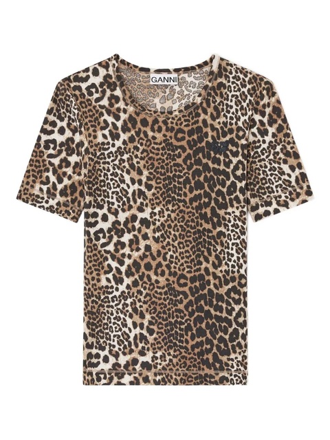 GANNI rib short-sleeve T-shirt - Brown - zdjęcie produktu nr 1