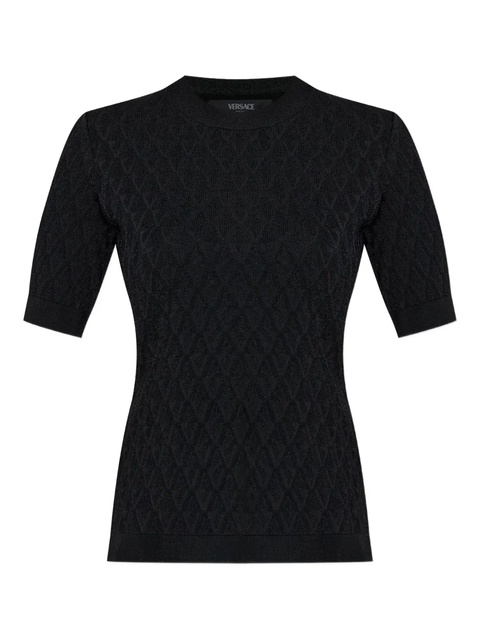 Versace textured short-sleeve top - Black - zdjęcie produktu nr 1