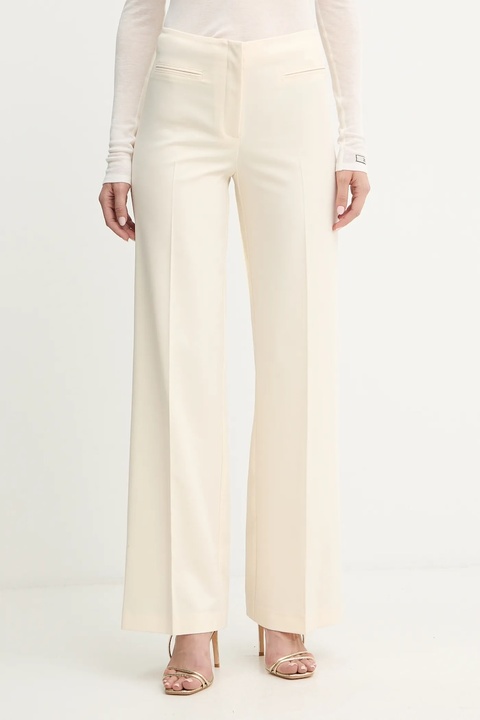 Patrizia Pepe spodnie damskie kolor beżowy szerokie high waist 2P1725 A498 - zdjęcie produktu nr 1