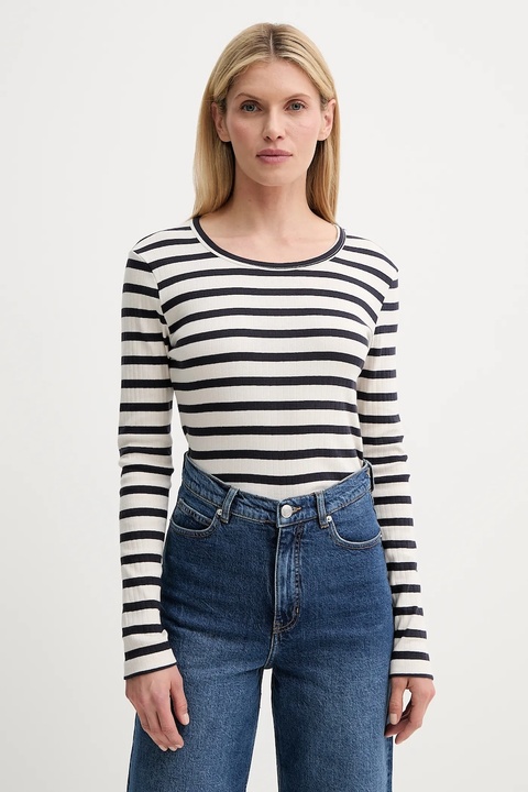 MUNTHE longsleeve bawełniany JOTE kolor beżowy 247112924764 - zdjęcie produktu nr 1