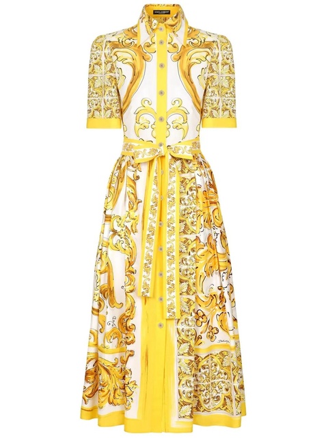 Dolce & Gabbana Majolica-print cotton shirtdress - Yellow - zdjęcie produktu nr 1