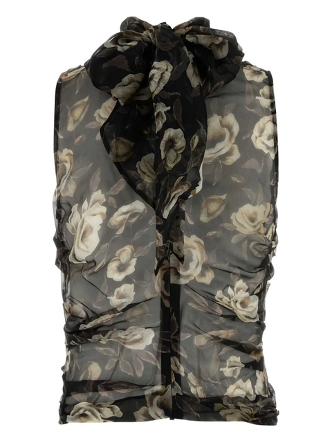 Magda Butrym floral-print organza top - Black - zdjęcie produktu nr 2