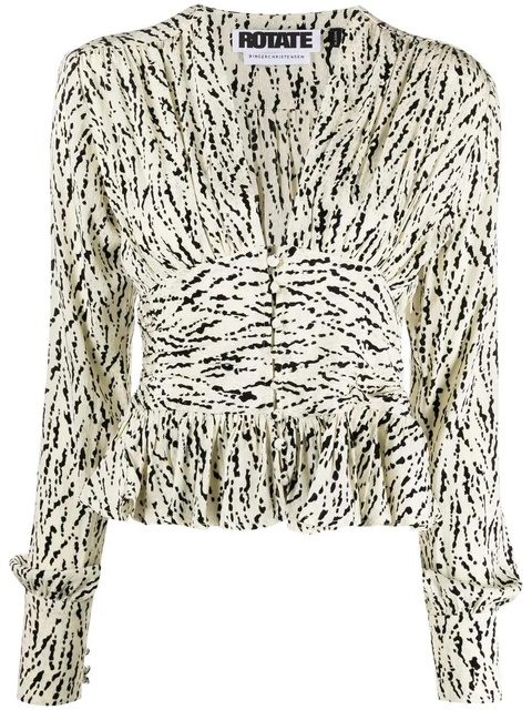 ROTATE BIRGER CHRISTENSEN long-sleeved flared blouse - Neutrals - zdjęcie produktu nr 1