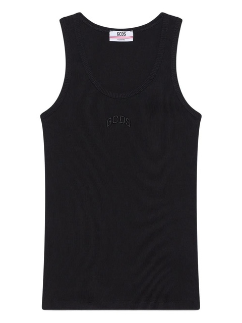 GCDS embroidered ribbed tank top - Black - zdjęcie produktu nr 1