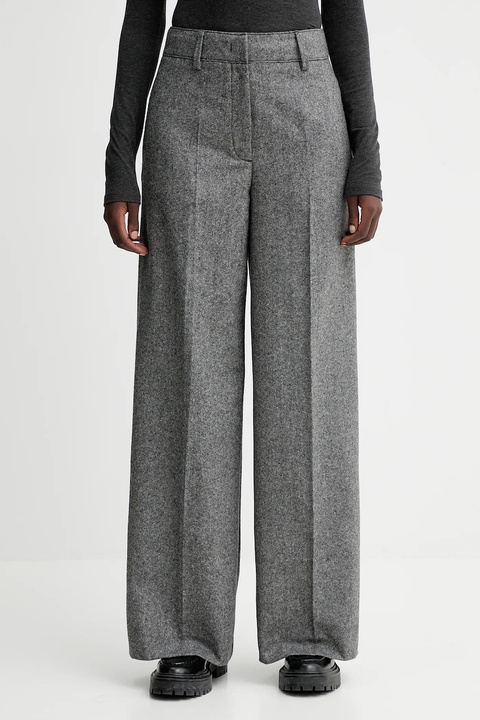 Marc O'Polo spodnie z dodatkiem wełny damskie kolor szary szerokie high waist 509015810149 - zdjęcie produktu nr 1