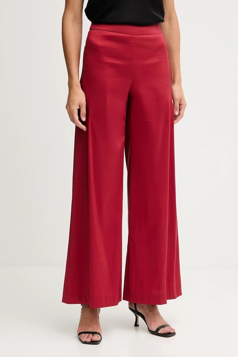 Pedro del Hierro spodnie damskie kolor bordowy szerokie high waist 7602521 - zdjęcie produktu nr 1