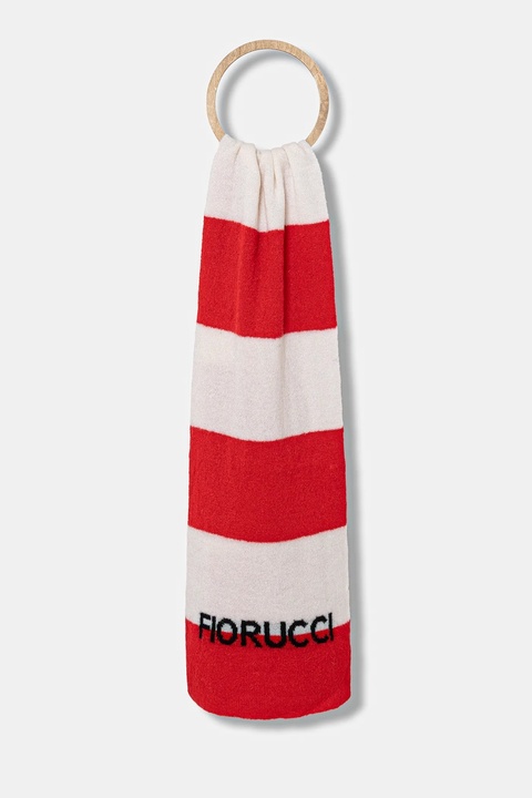 Fiorucci szalik wełniany Logo Alpaca damski kolor czerwony wzorzysty W02FPASC470KN11RD02 - zdjęcie produktu nr 1