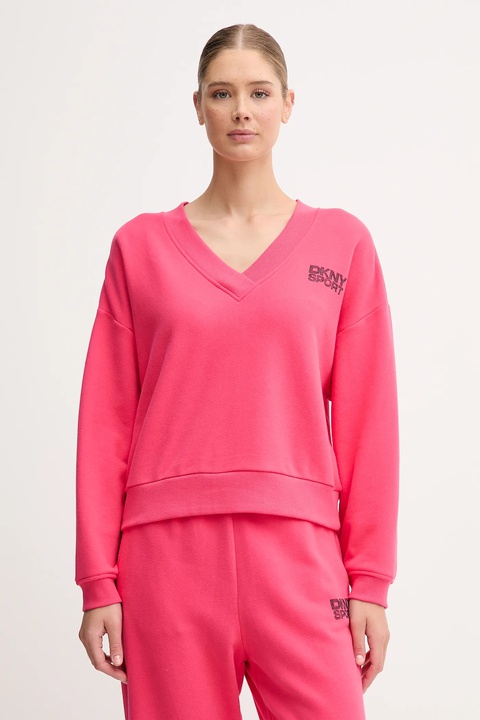 Dkny bluza bawełniana damska kolor różowy z aplikacją DP5T1279 - zdjęcie produktu nr 1