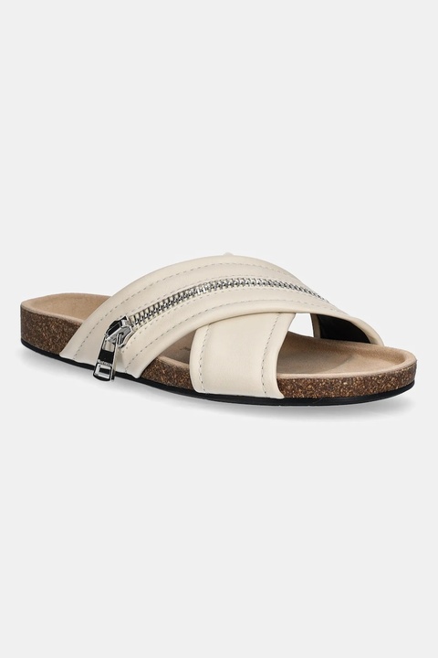 JW Anderson klapki skórzane Biker Loafer damskie kolor beżowy SN0107 LA0268 002 - zdjęcie produktu nr 1