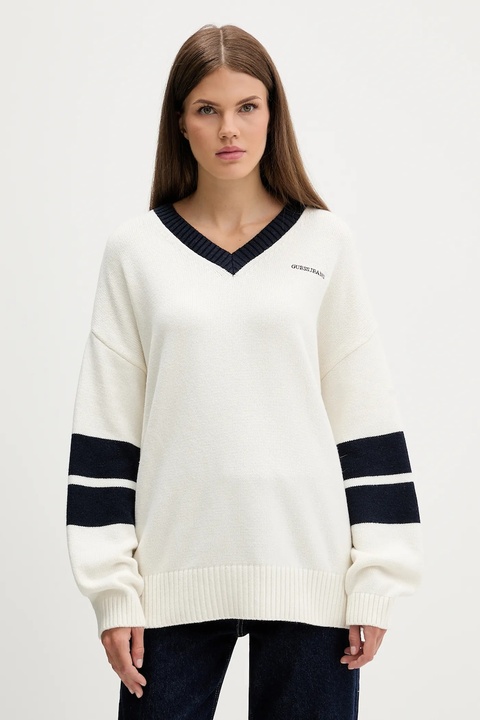 Guess Jeans sweter z dodatkiem wełny damski kolor beżowy W5BR10 Z0561 - zdjęcie produktu nr 1