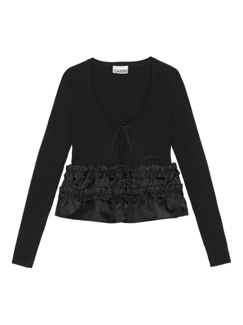 GANNI ruffle-hem blouse - Black - zdjęcie produktu nr 1