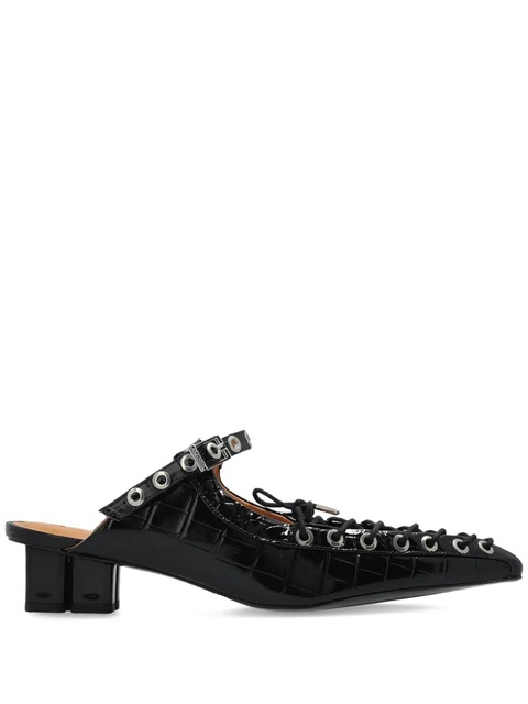 GANNI 50mm buckle-fastening lace-up mules - Black - zdjęcie produktu nr 1