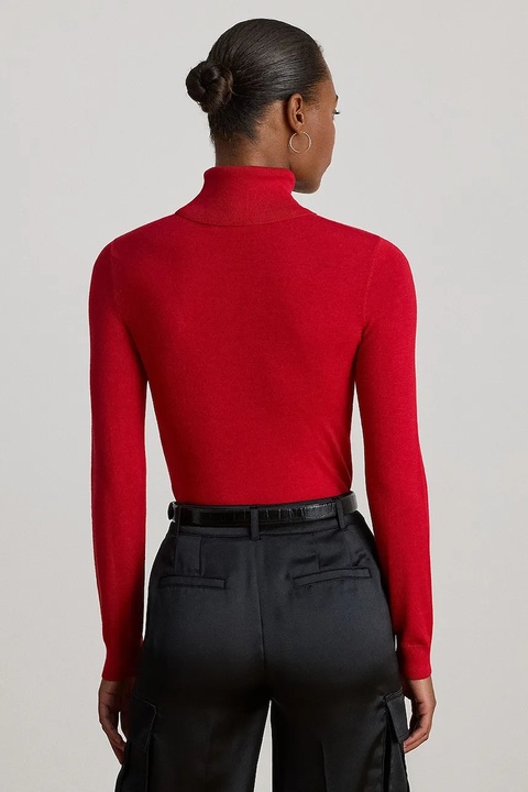 Lauren Ralph Lauren sweter z dodatkiem jedwabiu kolor czerwony z golfem 200940470 - zdjęcie produktu nr 2