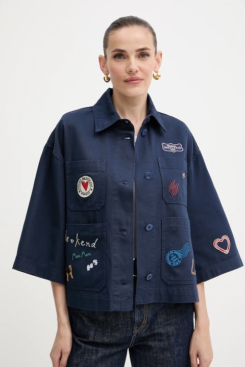 Weekend Max Mara kurtka bawełniana ASSUAN kolor granatowy przejściowa oversize 2525046021600 - zdjęcie produktu nr 1