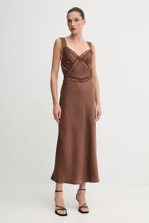 Bardot sukienka kolor brązowy maxi rozkloszowana 58603DB - zdjęcie produktu nr 1
