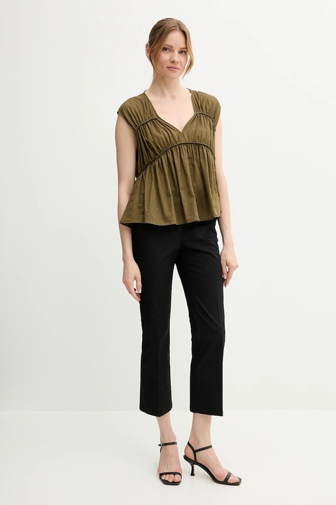 Sisley spodnie damskie kolor czarny fason cygaretki medium waist 4ENMLE02X - zdjęcie produktu nr 2