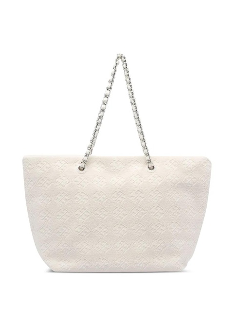 Tory Burch Ella chain-trimmed textured tote bag - White - zdjęcie produktu nr 2