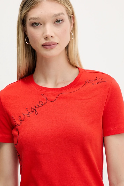 Desigual t-shirt CHARLY damski kolor czerwony 25WWTK08 - zdjęcie produktu nr 2