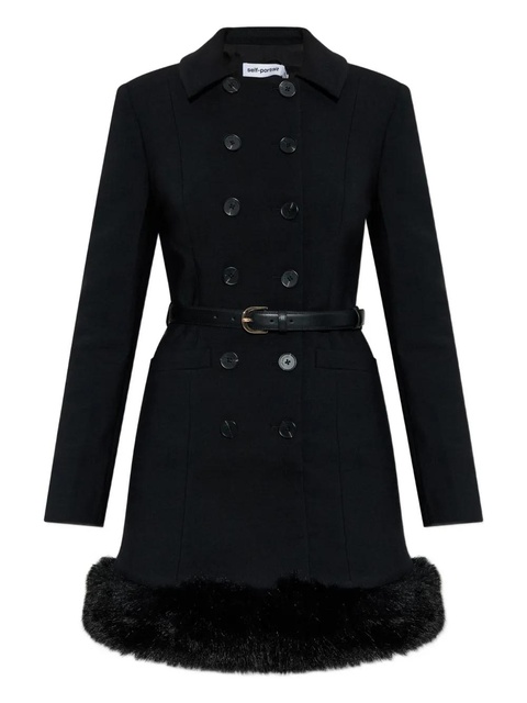 Self-Portrait buttoned faux-fur mini dress - Black - zdjęcie produktu nr 1