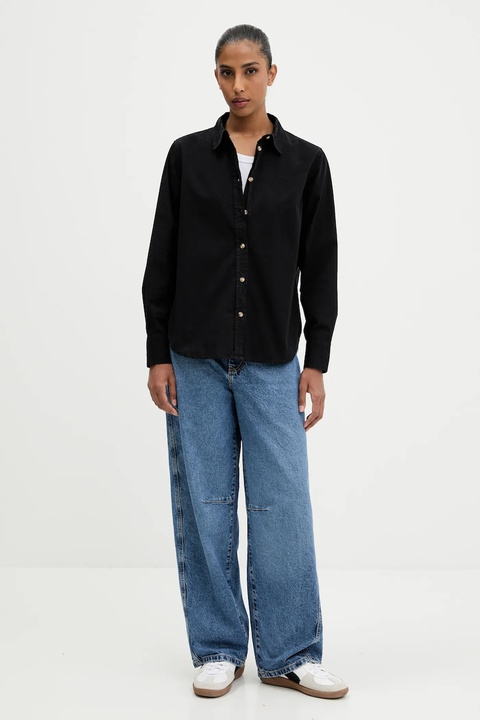 Guess Jeans koszula bawełniana damska kolor czarny regular z kołnierzykiem klasycznym W4YH68 WGCF1 - zdjęcie produktu nr 2