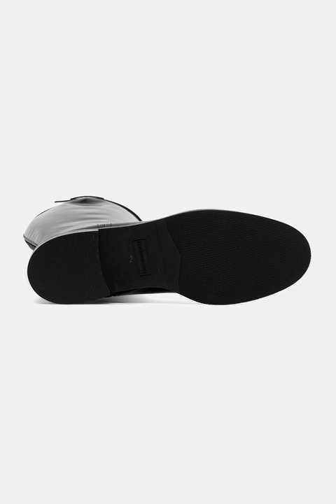 Emporio Armani kozaki skórzane damskie kolor czarny na płaskim obcasie EW002913 AF17517 UC001 - zdjęcie produktu nr 2