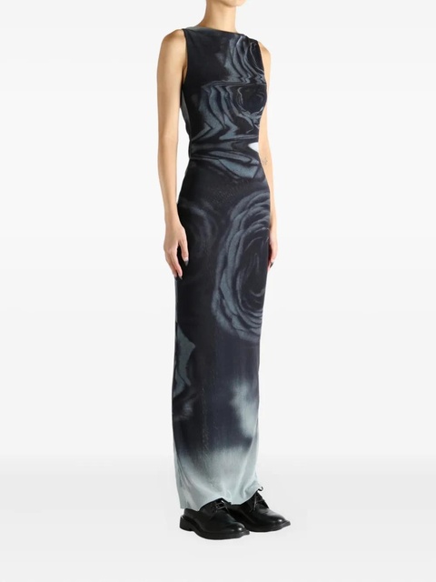 Jean Paul Gaultier rose-print sleeveless maxi dress - Grey - zdjęcie produktu nr 2