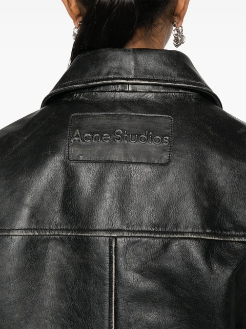 Acne Studios distressed-effect biker jacket - Black - zdjęcie produktu nr 2
