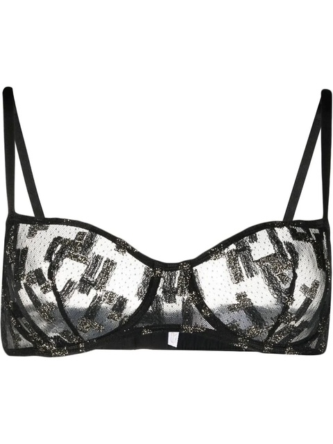 ERES metallic-threading semi-sheer bra - Black - zdjęcie produktu nr 1