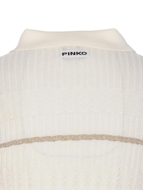 PINKO stripe-ribbed polo top - White - zdjęcie produktu nr 2