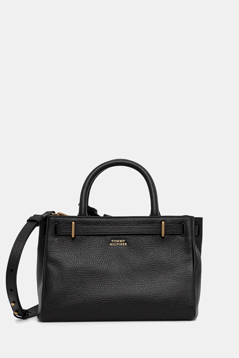 Tommy Hilfiger torebka skórzana kolor czarny AW0AW17926 - zdjęcie produktu nr 1