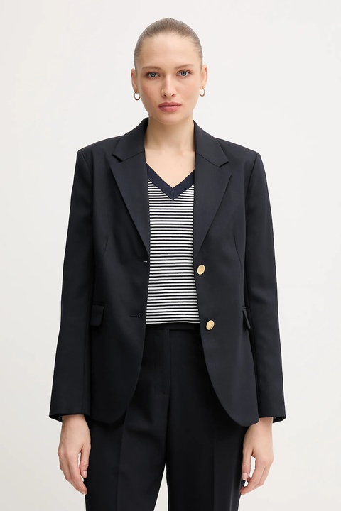 Tommy Hilfiger marynarka z dodatkiem wełny kolor granatowy jednorzędowa gładka WW0WW46662 - zdjęcie produktu nr 1