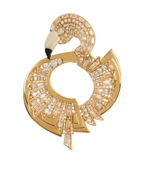 Balmain Flamingo crystal-embellished brooch - Gold - zdjęcie produktu nr 2