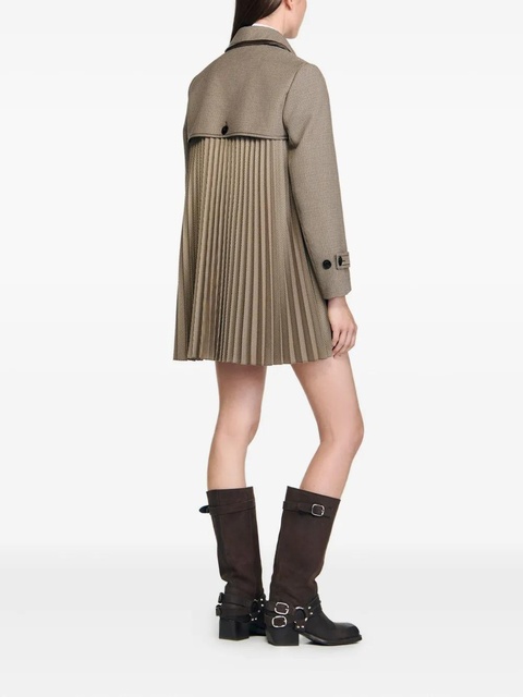 SANDRO pleated-panel single-breasted coat - Brown - zdjęcie produktu nr 2