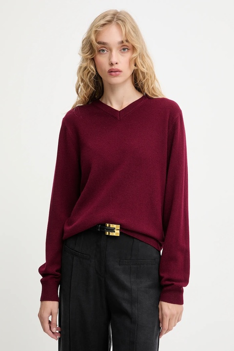 Answear.LAB sweter z wełny merino damski kolor bordowy lekki - zdjęcie produktu nr 1