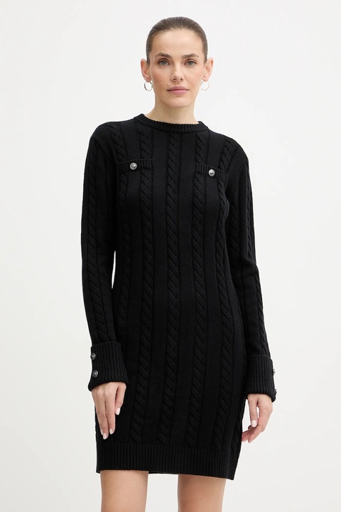 Guess sukienka z dodatkiem wełny ELSA kolor czarny mini prosta W5BK46 Z1192 - zdjęcie produktu nr 1