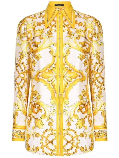 Dolce & Gabbana Majolica-print silk shirt - Yellow - zdjęcie produktu nr 1