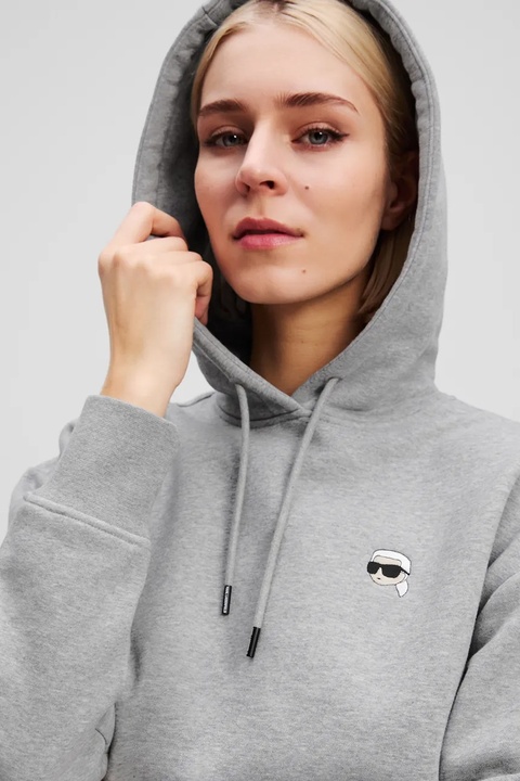 Karl Lagerfeld bluza bawełniana damska kolor szary z kapturem melanżowa A3W20053 - zdjęcie produktu nr 2