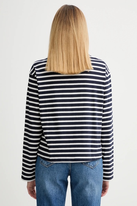 Marc O'Polo longsleeve bawełniany kolor granatowy cold shoulder 5000007507 - zdjęcie produktu nr 2