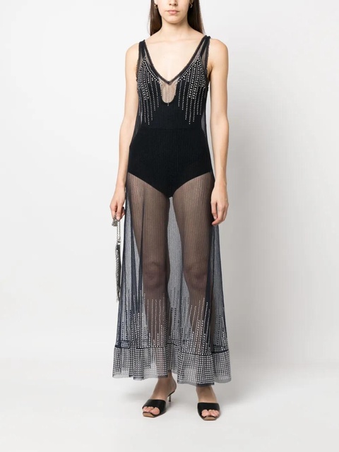 Rabanne stud-detailed sheer long dress - Blue - zdjęcie produktu nr 2