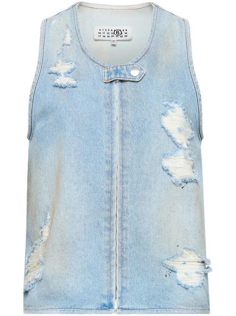 MM6 Maison Margiela distressed effect waistcoat - Blue - zdjęcie produktu nr 1