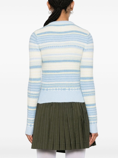 GANNI V-neck striped cardigan - Blue - zdjęcie produktu nr 2