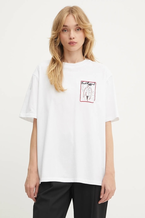 Karl Lagerfeld t-shirt bawełniany damski kolor biały A3W17100 - zdjęcie produktu nr 1