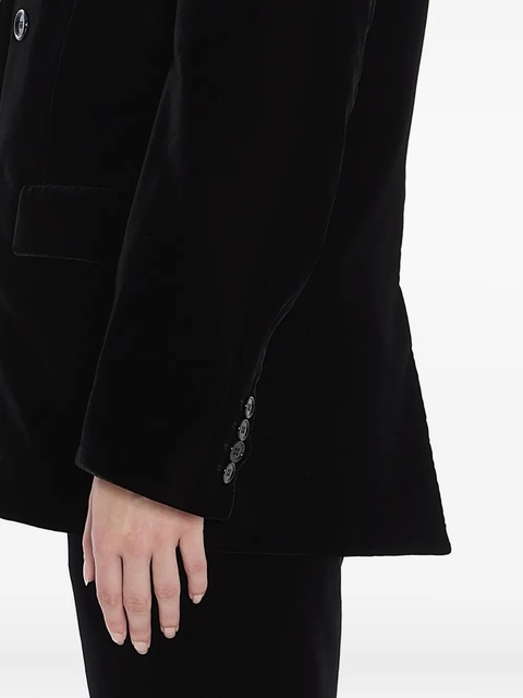 Saint Laurent Cassandre double-breasted velvet jacket - 1000|Black - zdjęcie produktu nr 2