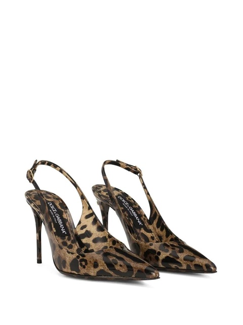 Dolce & Gabbana KIM DOLCE&GABBANA leopard-print slingback pumps - Brown - zdjęcie produktu nr 1