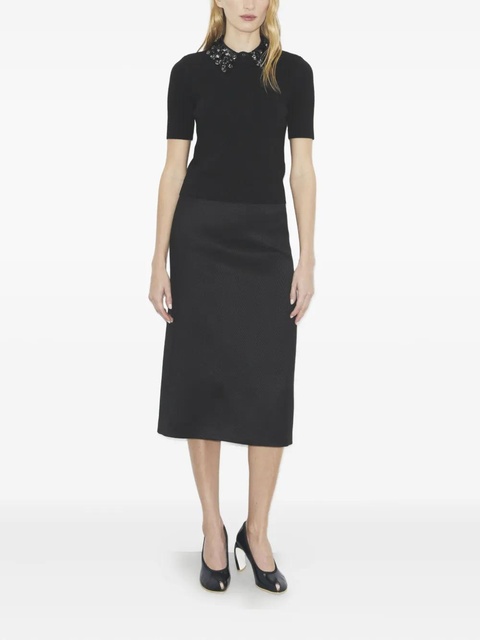 Tory Burch embellished-collar short-sleeve top - Black - zdjęcie produktu nr 2