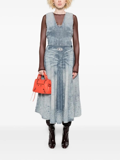 Diesel acid-wash logo-plaque denim midi A-line skirt - Blue - zdjęcie produktu nr 1