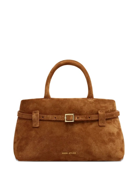 Manu Atelier mini buckle-strap suede tote bag - Brown - zdjęcie produktu nr 1