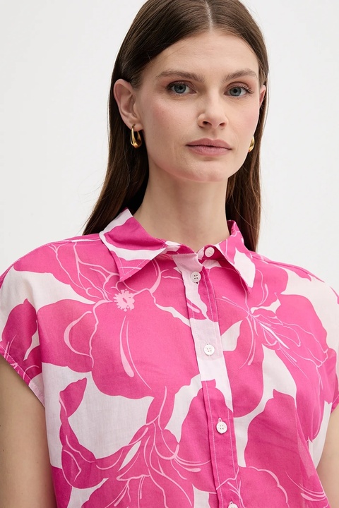 Marc Aurel koszula bawełniana damska kolor różowy relaxed z kołnierzykiem klasycznym 6302-1000-24796 - zdjęcie produktu nr 2